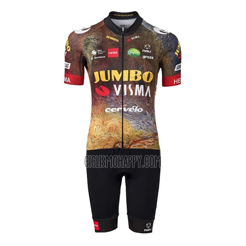 Jumbo Visma Cycling Jersey Bib Short 2023 Men Short Sleeve Green